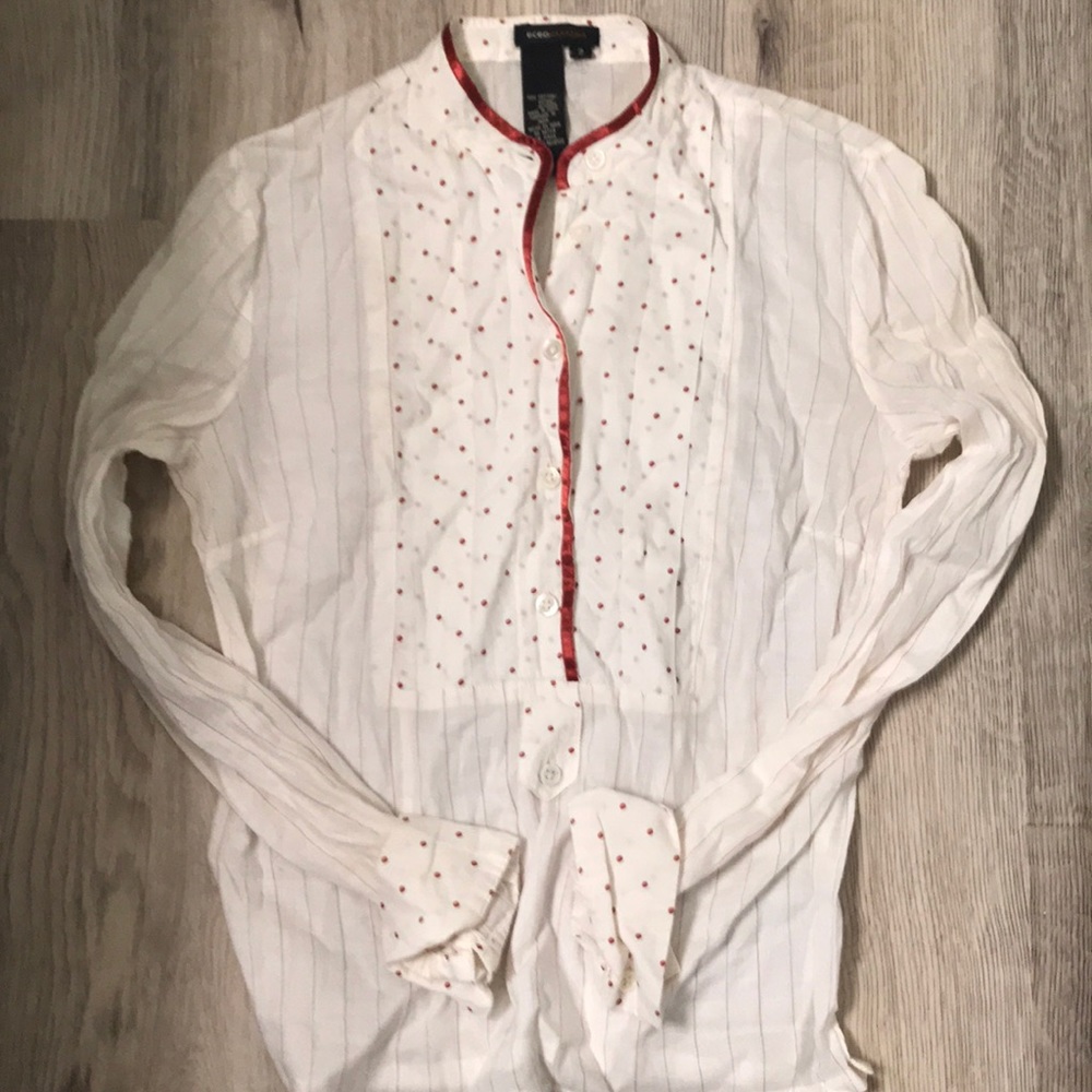 BCBG Stripe Polka Dot Blouse